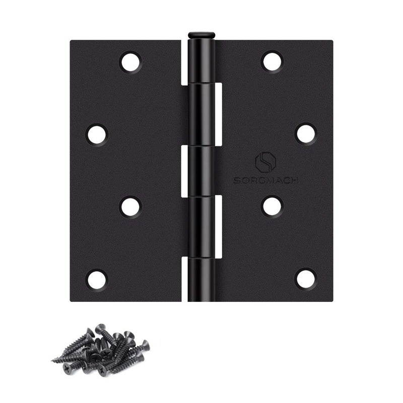 SORGMACH Door Hinges Oil Rubbed Bronze Hardware Hinges 4 Inch Square Black Interior Hinges for Doors 12 Pack - Image 1